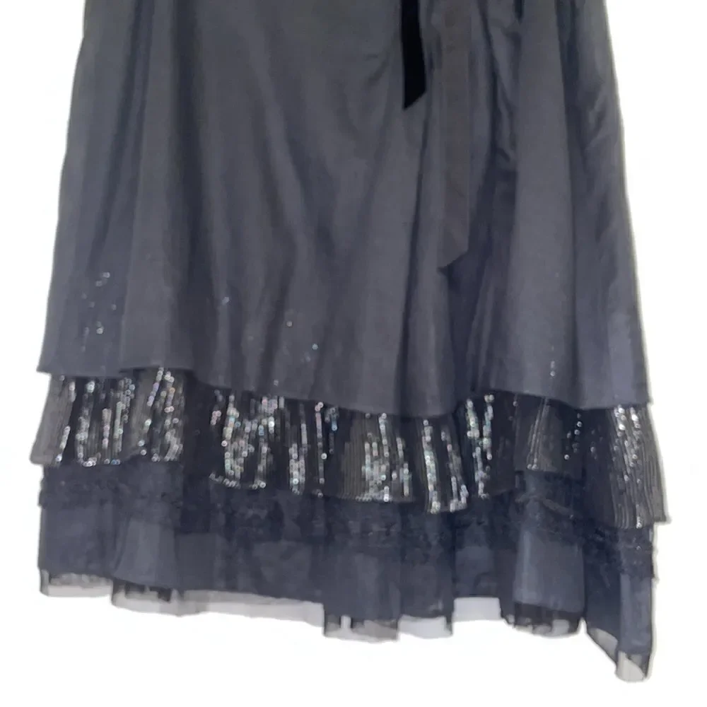 Free People Black & Silver Tiered Ruffle Hem Skirt - Picture 3 of 6